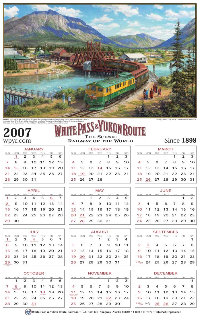2007 White Pass & Yukon Route Calendar Unveiled White Pass & Yukon