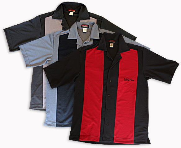 black and red bowling shirts