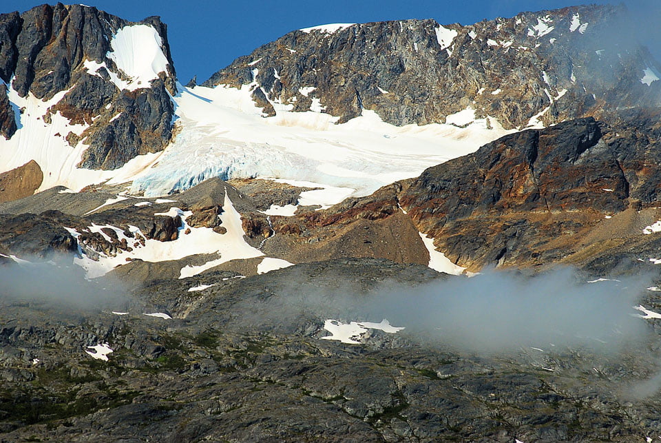 Hanging glacier as seen on descent of White Pass - by Sharon Wolfe