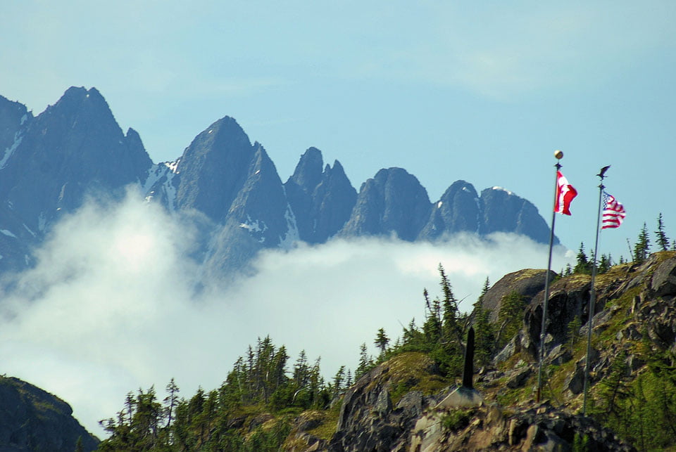 Spectacular arete and flags as seen at summit - by Sharon Wolfe