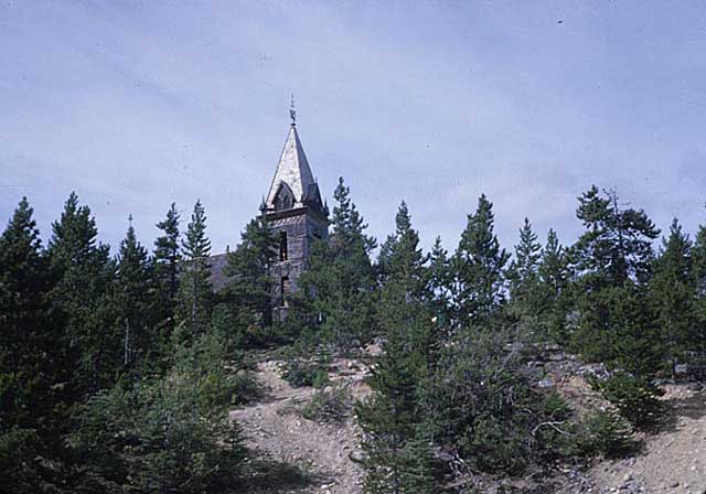Old wood church at Bennett. Location:Bennett. Milepost:. Date:1979-10-00