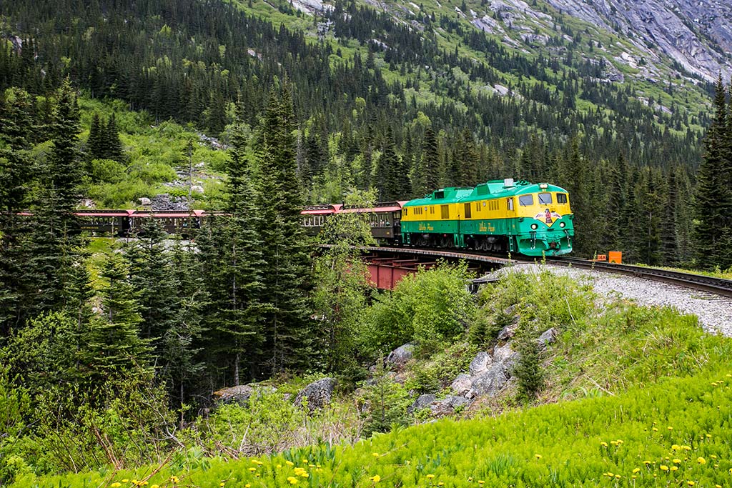 Train arriving at Glacier Stop