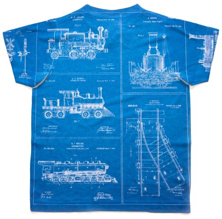 Kids Locomotive Blueprint Shirt Back