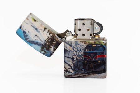 Steam Train Pattern Zippo Opening