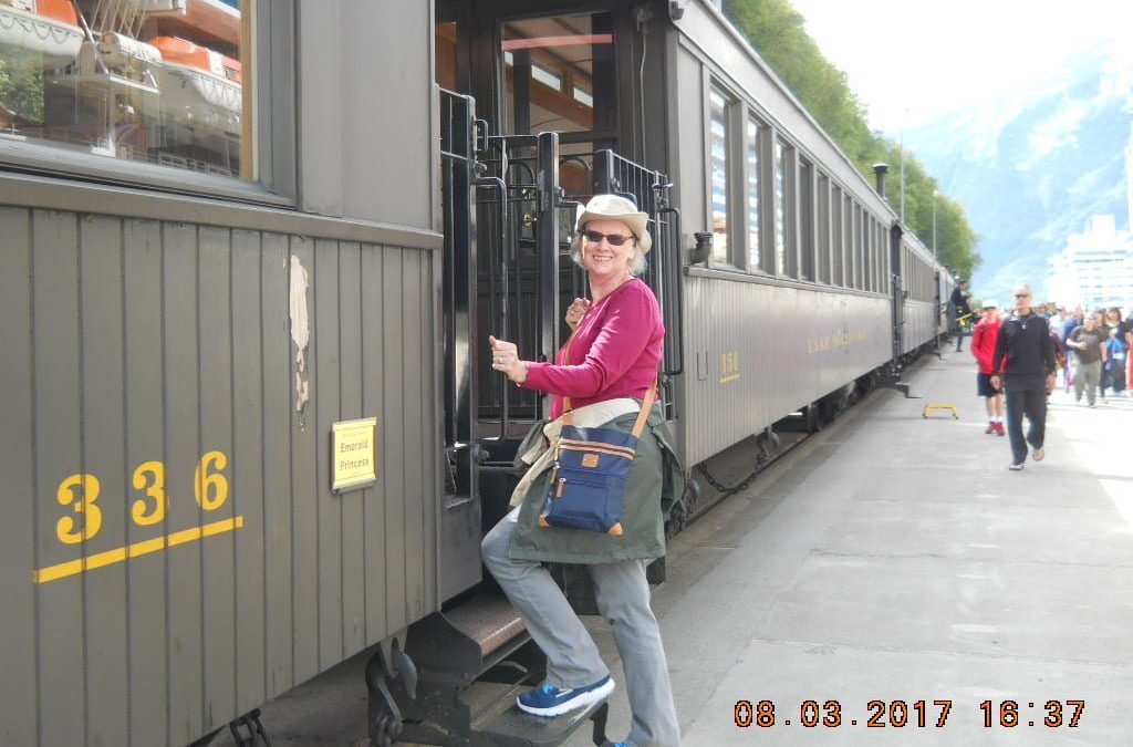 Getting on the train car#336 to the White Pass Summit
